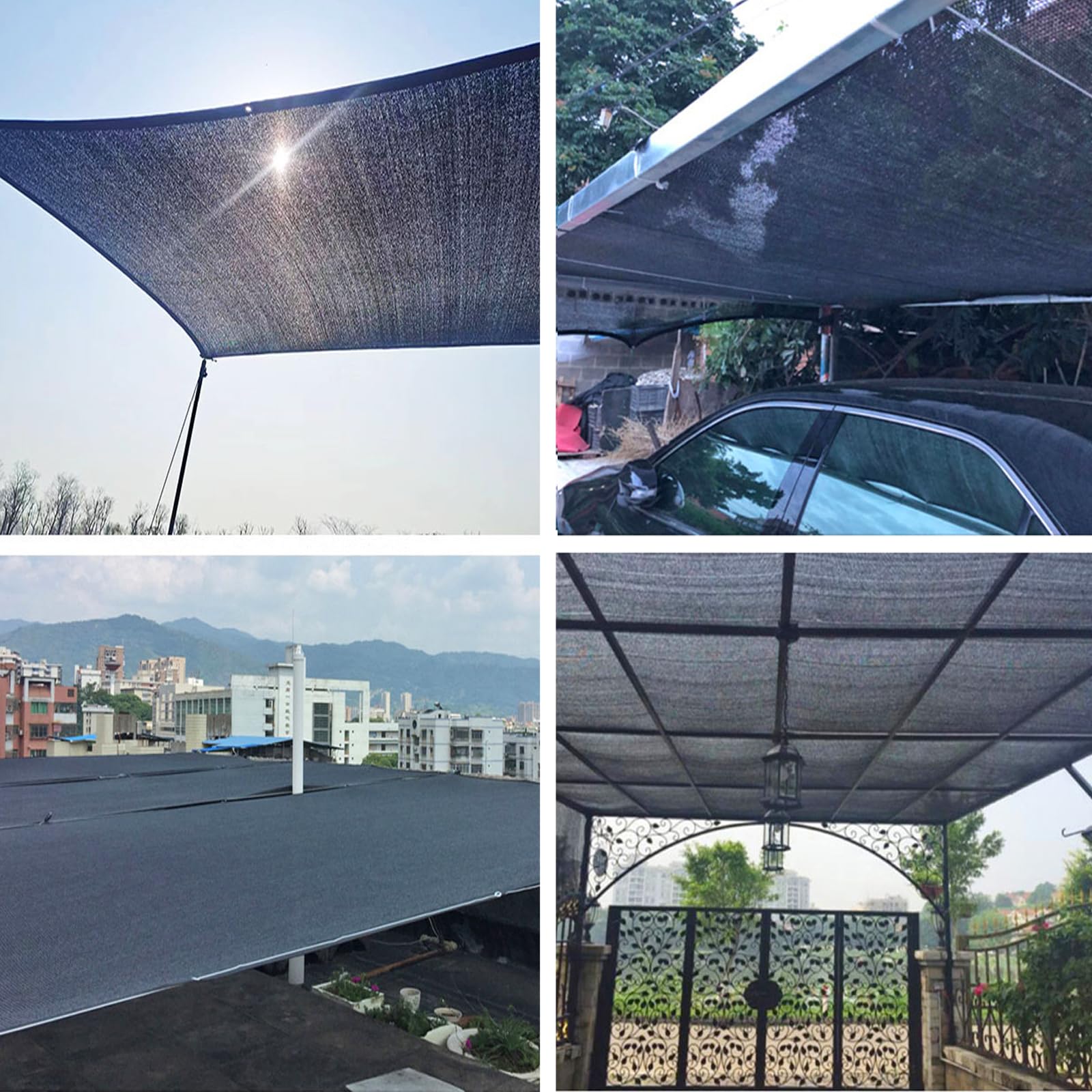Malla De Sombreo con Ojales Tela de Sombra Malla Sombreadora Jardin PañO De Sombra Bloqueador Solar Protección UV para Exterior Patio Plantas Flores Balcón (5x10m,12 Pines Negro)