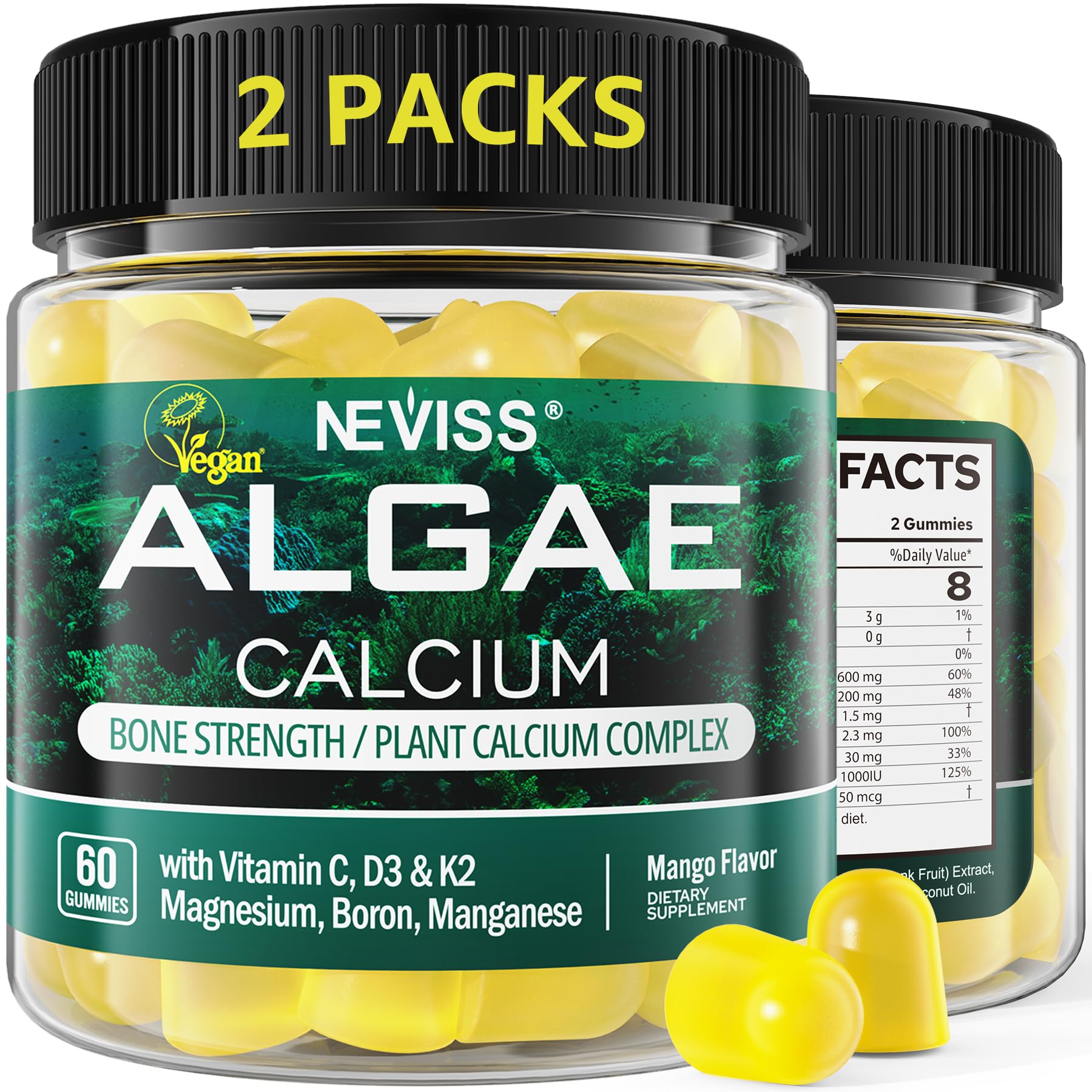 NEVISS Algae Calcium Gummies (2 Pack)