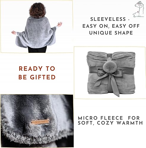 Miniatura 4 de Manta de forro polar, sin mangas, chal ligero y cálido, manta para envolver el mantón, manta de regazo, regalos para la abuela, regalos para el día