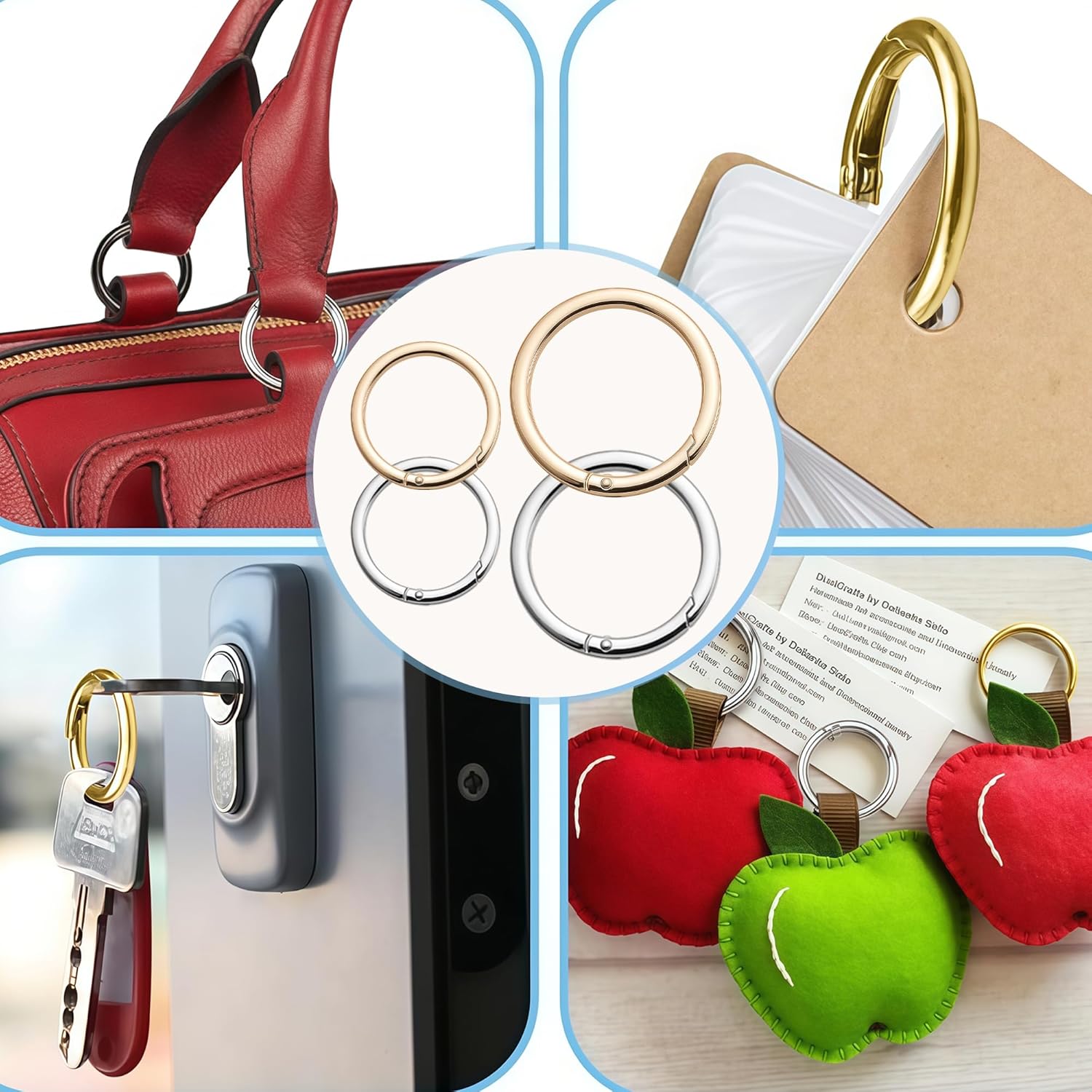 Trigger Spring O Rings Round Carabiner Clip, Large Metal Keychain Clip for Car Keys, Keyrings Buckle, Bags,Purses - Image 5
