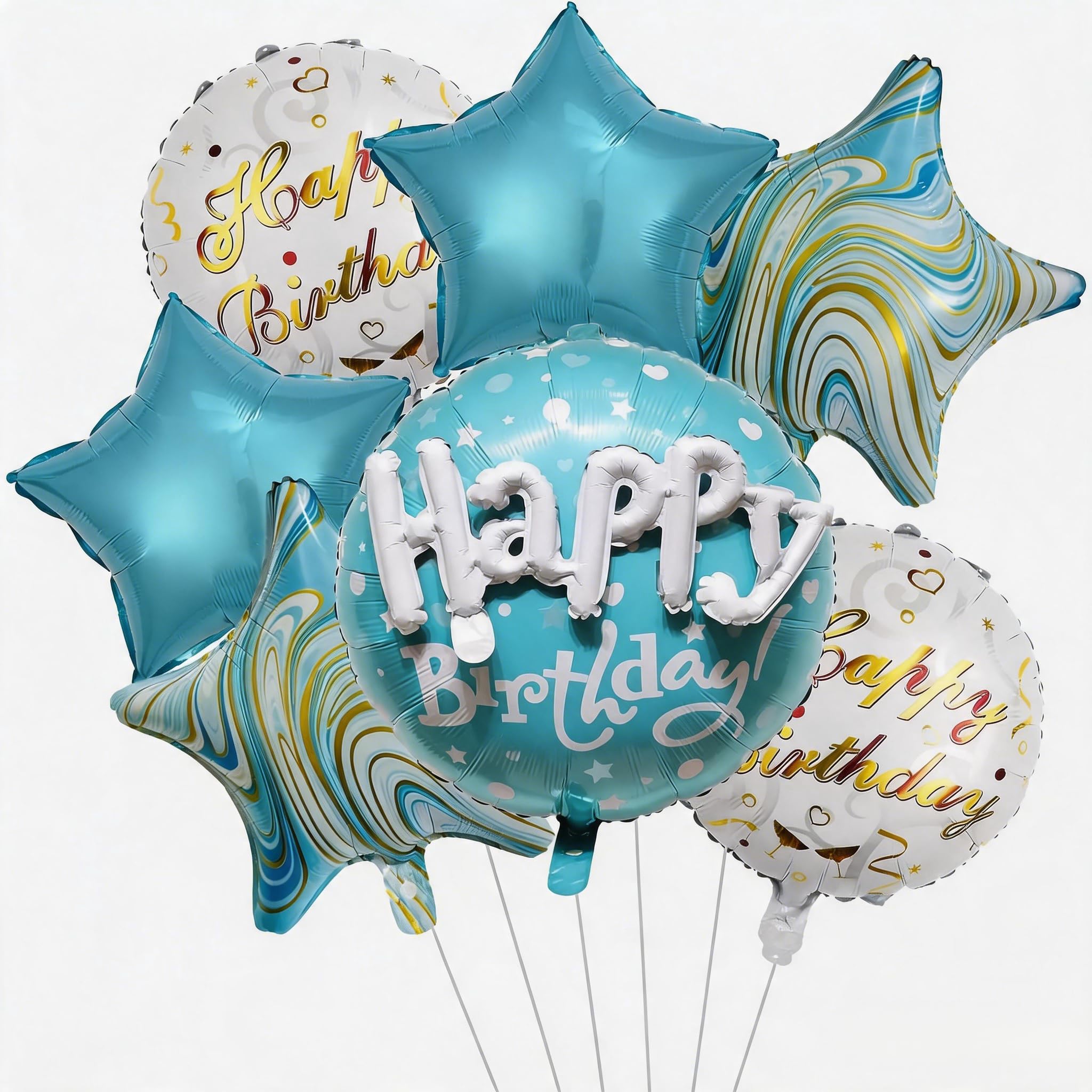 7Pcs 23" & 18" Star Round Foil Birthday Balloons Party Decor
