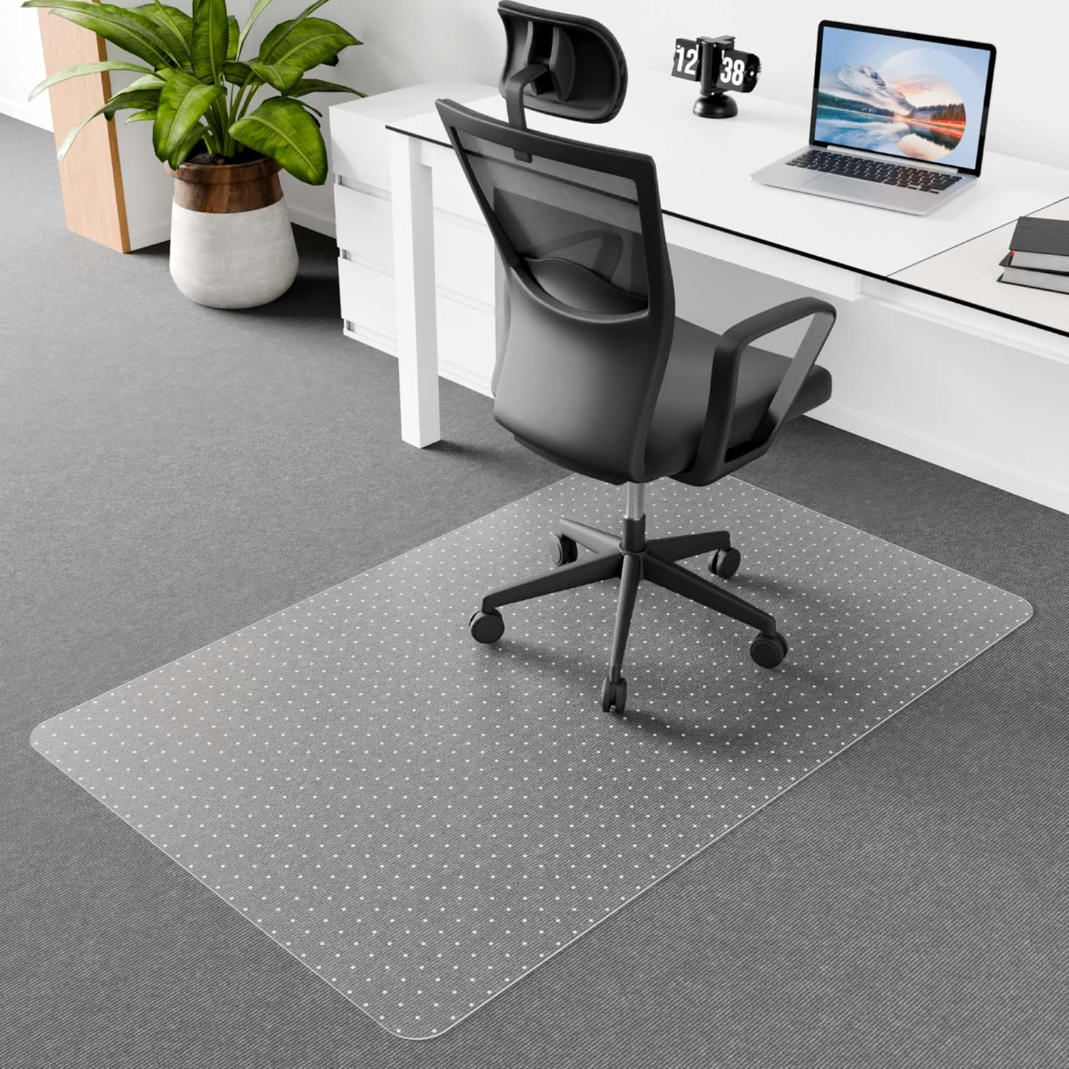 Office Chair Mat for Carpeted Floors, 55" x 35" Low Pile Carpet Protector for Desk Chair, Sturdy Clear Plastic Floor Mat for Rolling Chairs (Rectangle) 35" x 55" For Low Pile Carpet