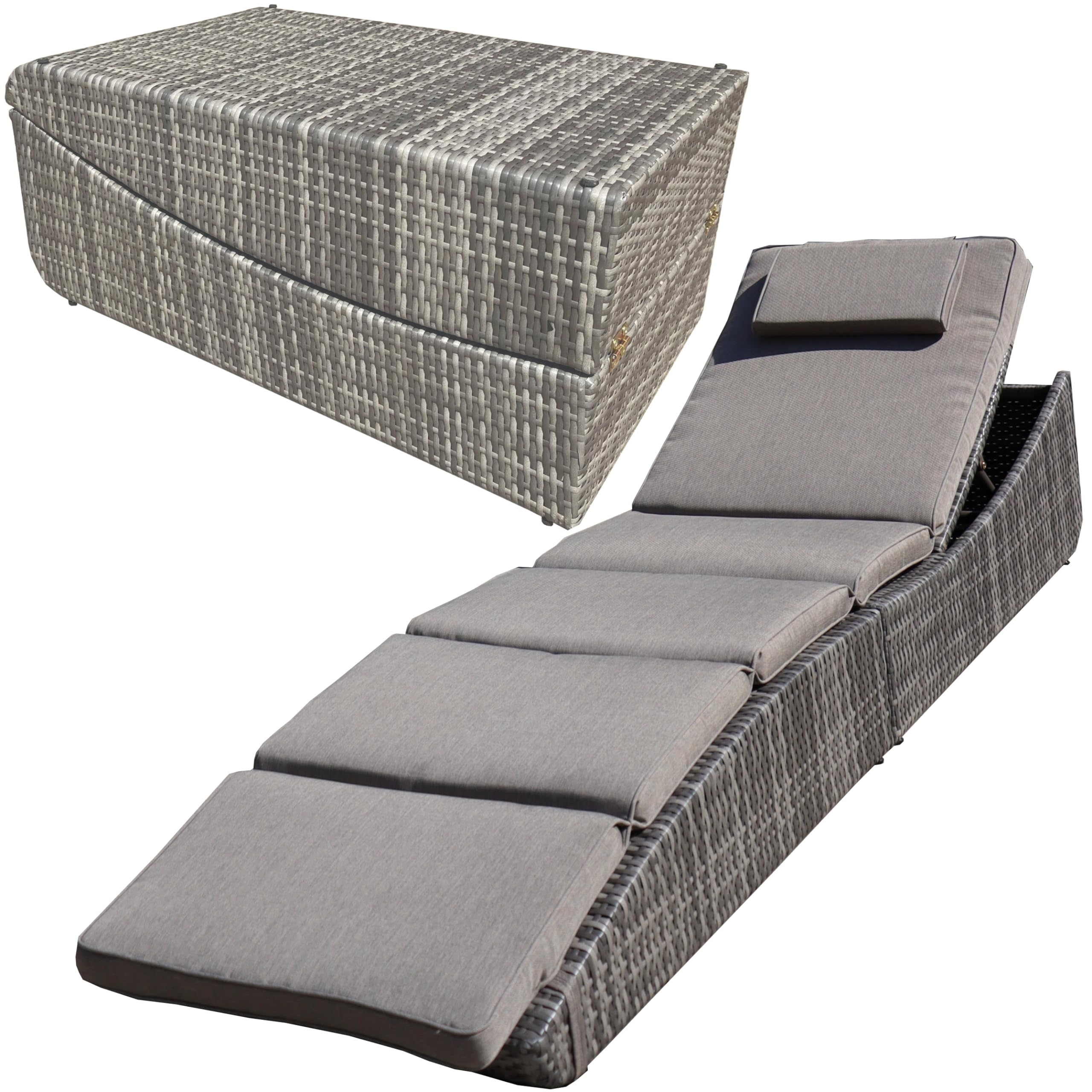 BTEXPERT Foldable Outdoor Chaise Pool Lounge Chair Folding Wicker ...