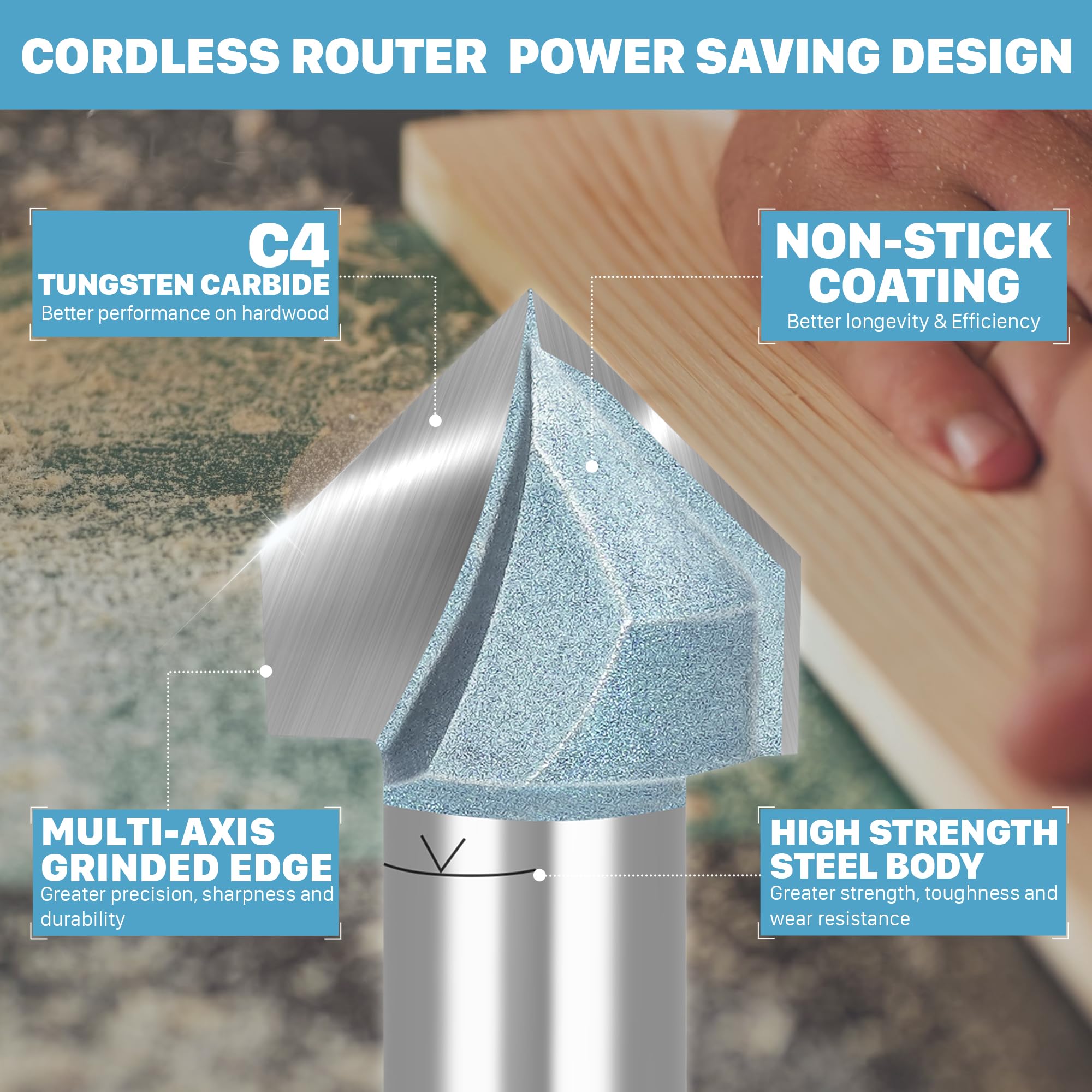 とよべど V Groove Router Bits 90-Degree with 1/4