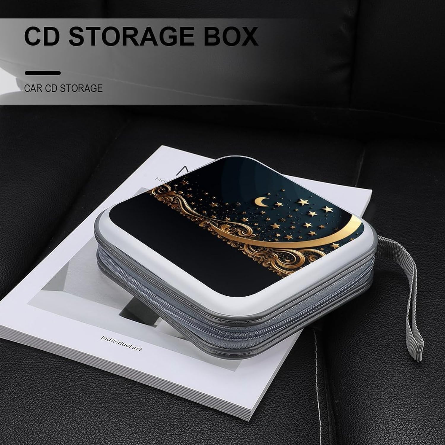 Golden Background And Crescent Moon CD Case CD Storage Box DVD Sleeves