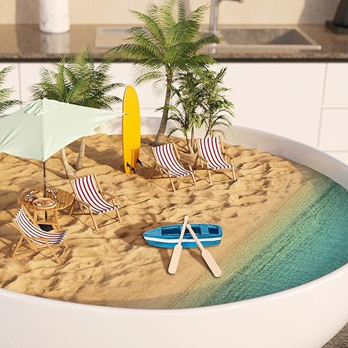 Miniatura 5 de Toyvian Juguetes Mini paleta de madera en miniatura para barco de madera en miniatura, remos de canoa en miniatura, bote, bote, canoa, modelo, micro