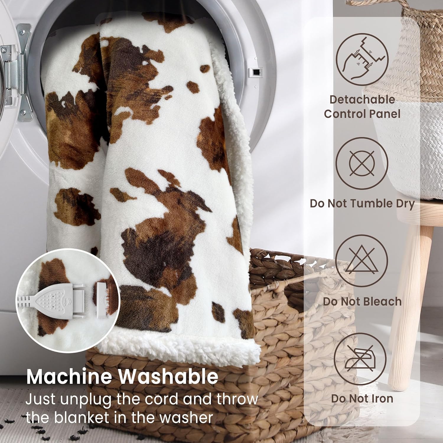 Heated Blanket Throw Blanket - Fast Heating Electric Blanket, Soft Flannel Heated Throw with 10 Time Settings,10 Heating Settings, Warm Gifts for Women & Mom & Grandma(50"x60"Brown Highland) - Image 6