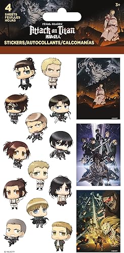 Attack on Titan - Lot de 4 feuilles d'autocollants standard