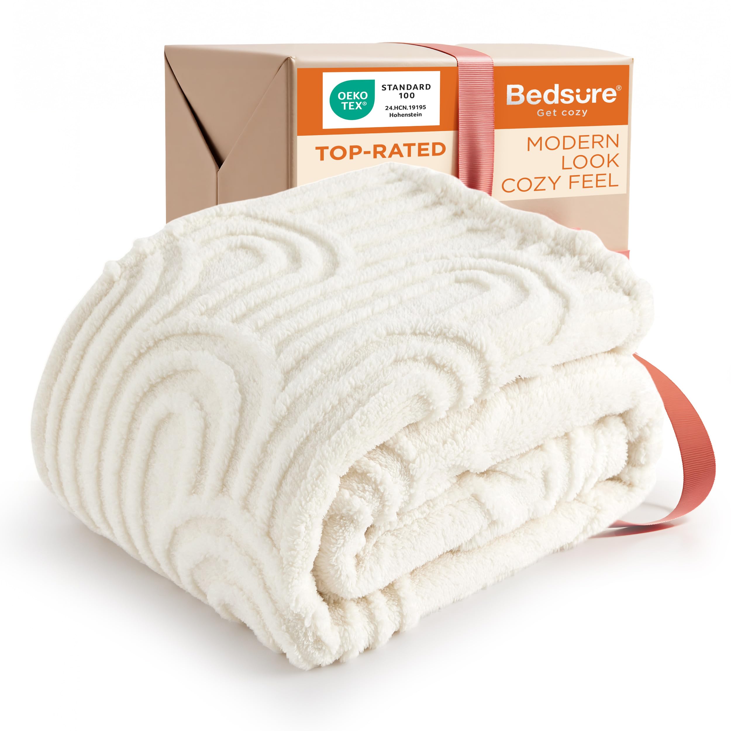 Bedsure GentleSoft Throw Blankets for Women - Soft Cozy Cute Christmas Blanket for Couch, Fuzzy Fleece Throw for Boho Home Room Anthropologie Decor Aesthetic, Gifts for Women Girl, White, 50x60 InchesOEKO-TEX STANDARD 100