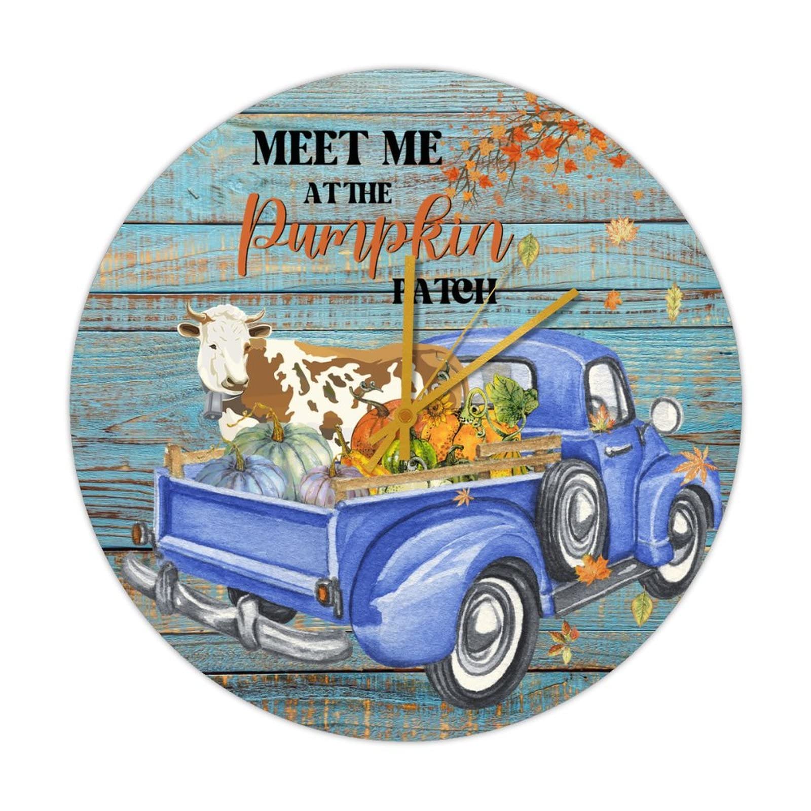 Horloge ronde en bois Thanksgiving pour une cuisine rustique chaleureuse