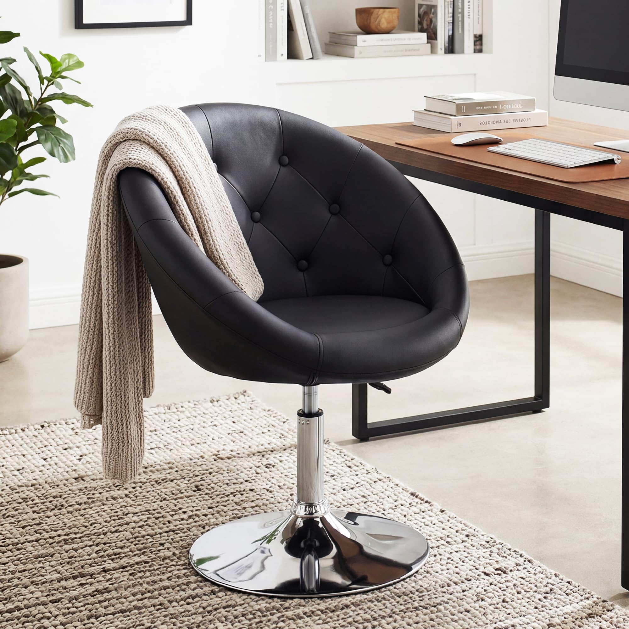 Duhome Poltrona/Sedia da Pranzo in Similpelle/Club Sedia Lounge Altezza Regolabile poltroncina Colore Selezione 509A, Colore:Nero, Materiale:Similpelle
