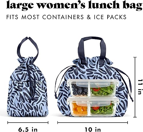 Miniatura 8 de Fit & Fresh Bolsa de almuerzo para mujer, bolsa de almuerzo aislada para mujer, para el trabajo, resistente a las manchas, lonchera grande para