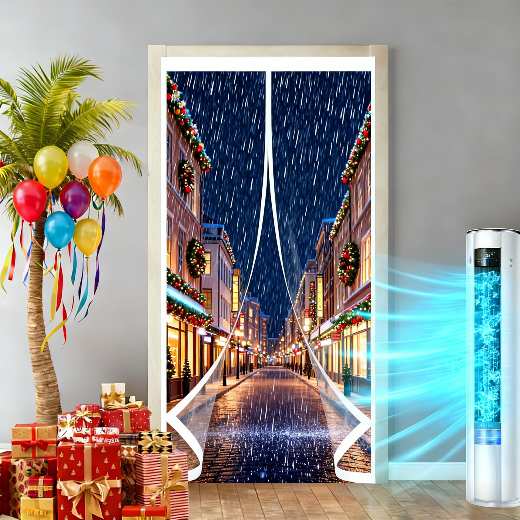 Magnet Thermovorhang 127 x 270 cm Geräuschisolierung Winddicht Wasserdicht Haustierfreundlich, Wärmeisolierend Kälteschutzvorhang für Küche Balkone, Schlafzimmer, A