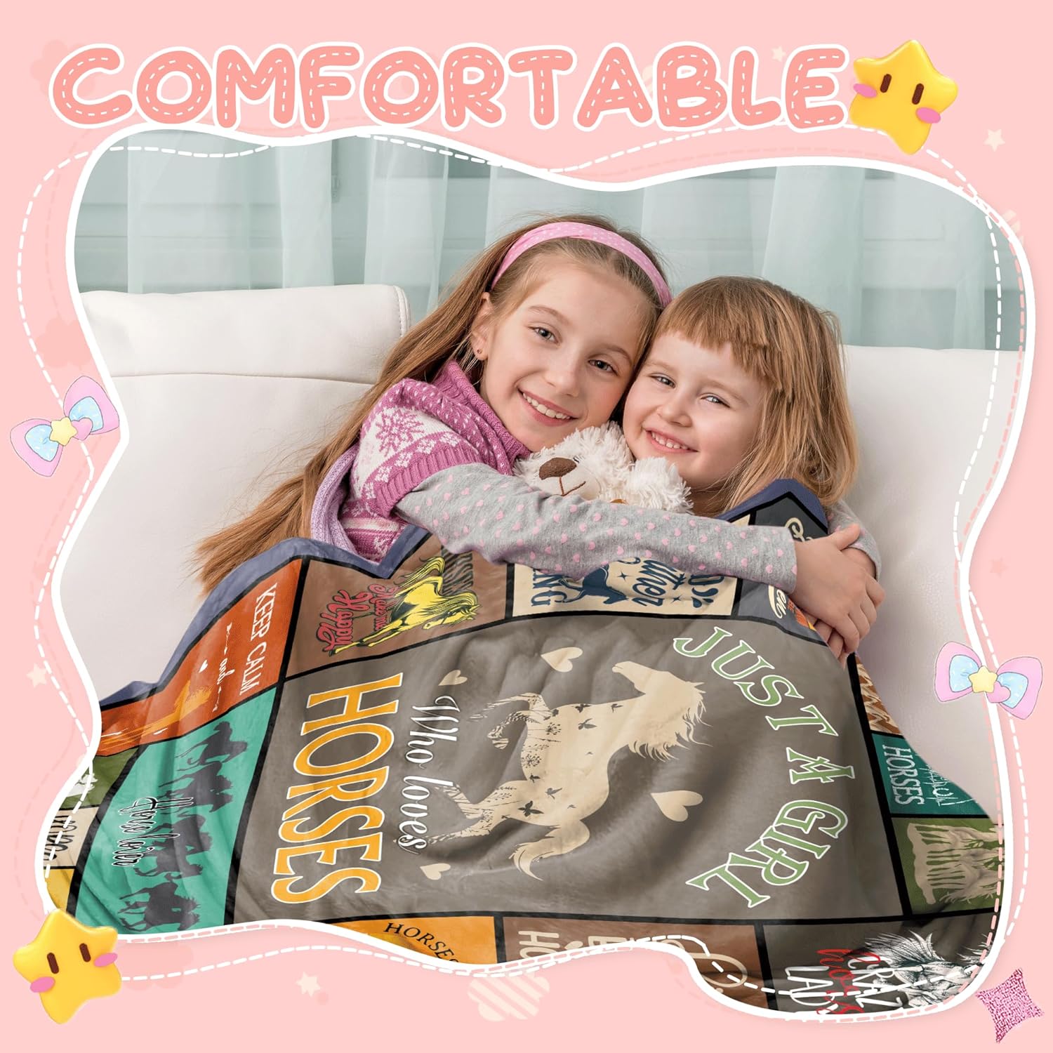 Horse Gifts for Girls Women, Horse Lover Gifts for Girls, Gifts for Horse Lover, Just A Girl Who Love Horse Blanket for Girls Kids, Horse Gifts for Christmas Birthday, Horse Blanket 60" X 50" - Image 4