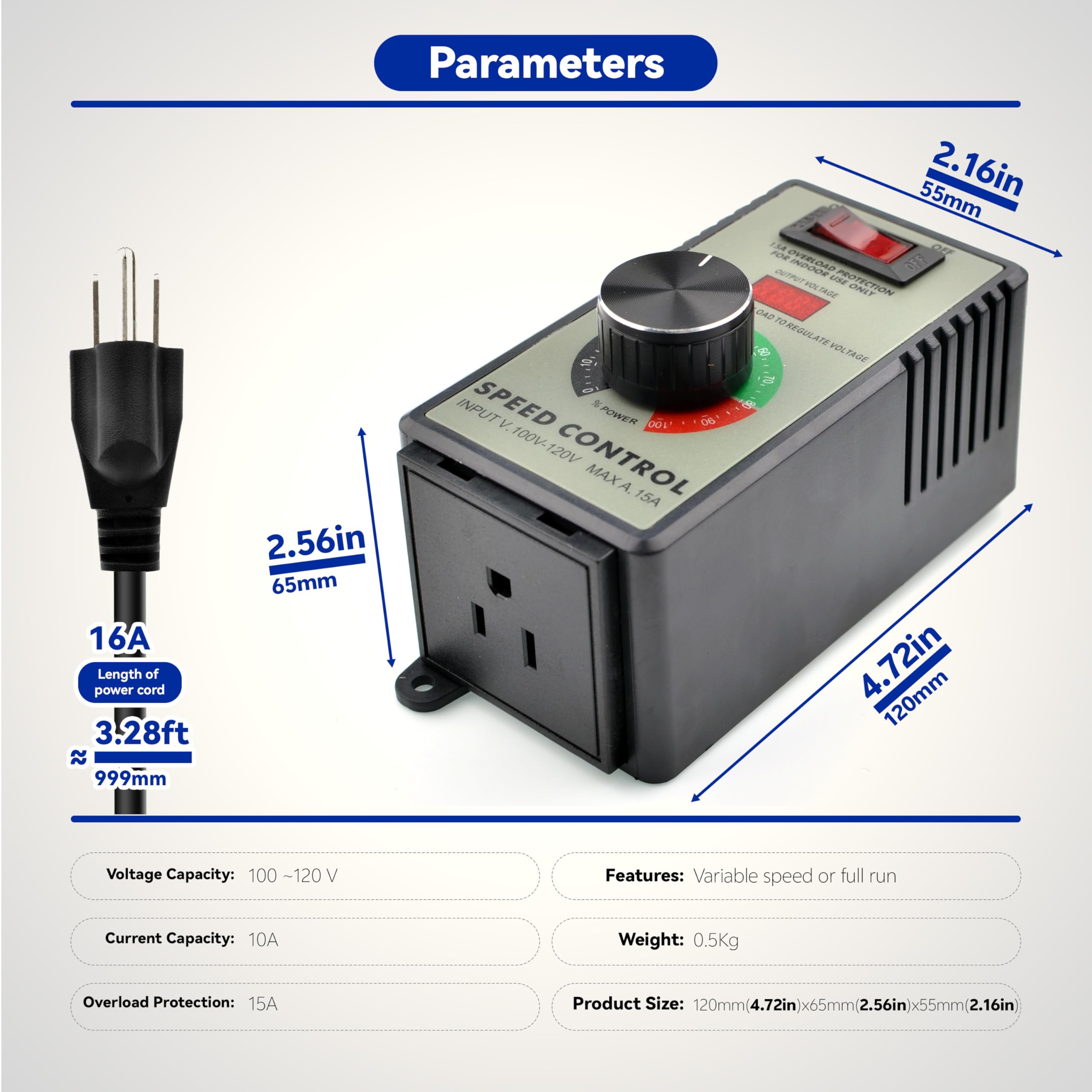Snapklik.com : Motor Speed Controller AC 120V 15A Variable Adjuster For ...