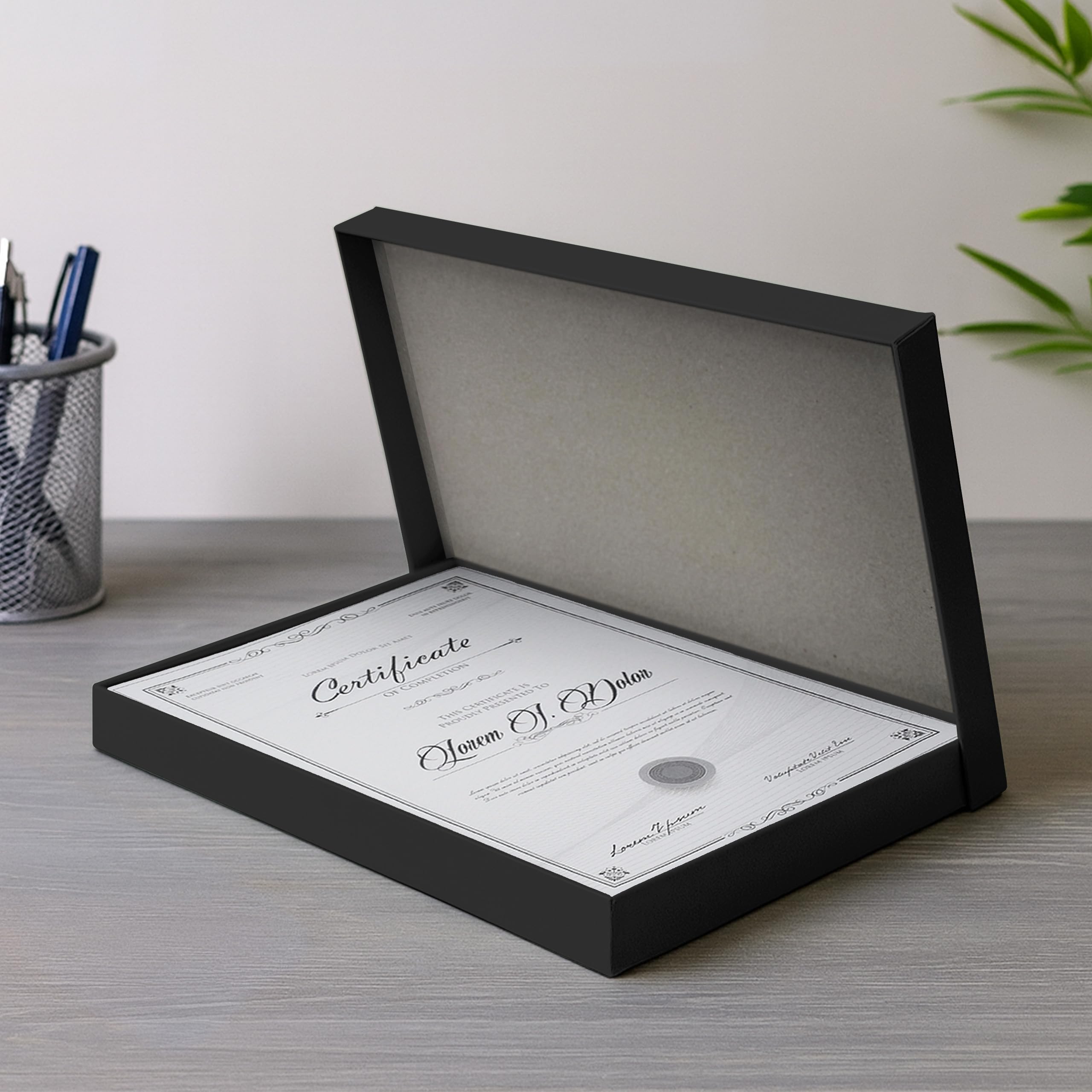 15x DIN A4 - Hochwertige Geschenk- und Aufbewahrungsbox - 30,2 x 21,3 x 2,1 cm - Schwarz - stabiler 650 g/m² Karton