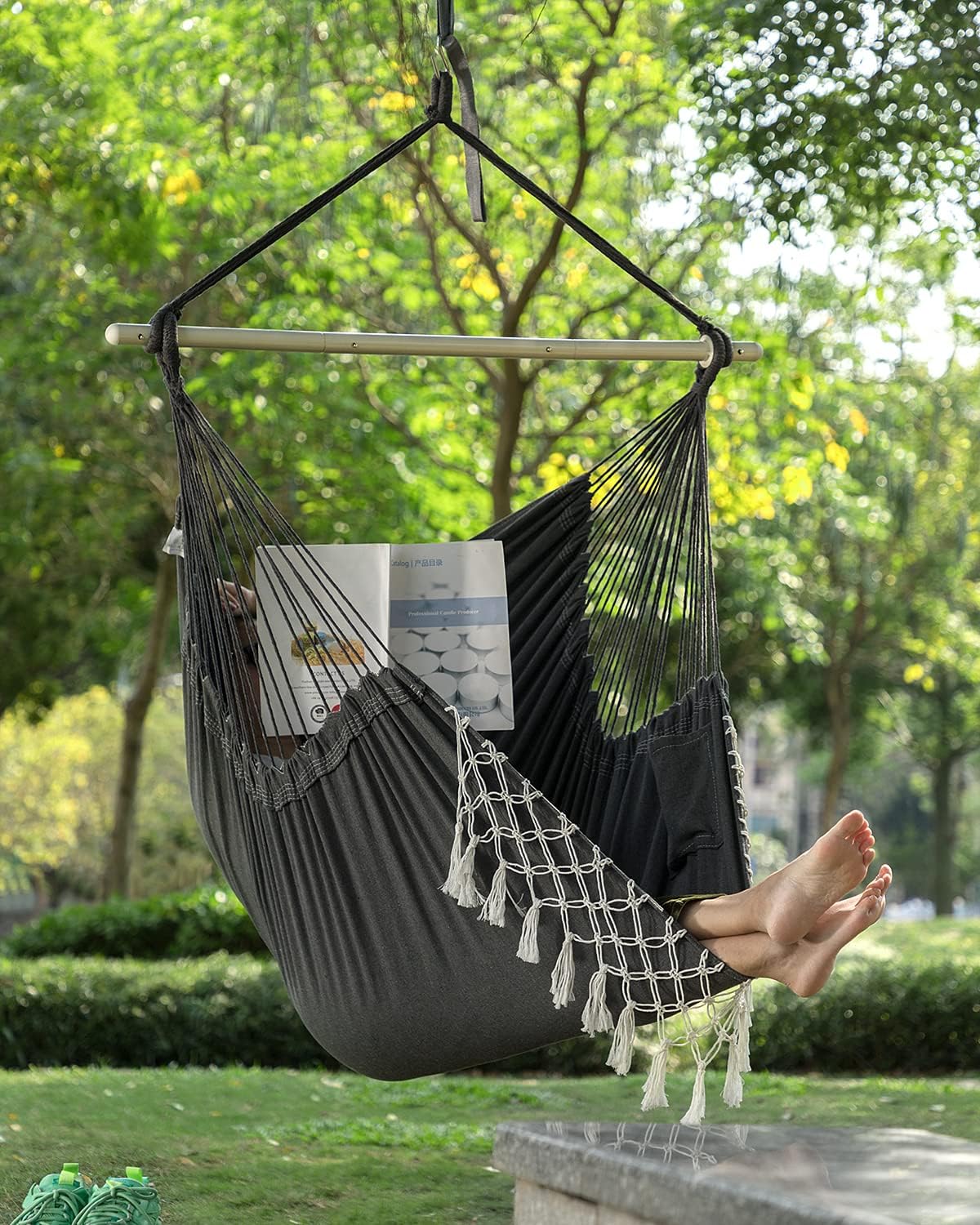 MIZTLI Hammock Chair Hanging Chair Swing Chair XXL Large Macrame Swing Indoor Hammock for Bedroom - Max 500 Lbs - All Hanging Kit Included - Image 7