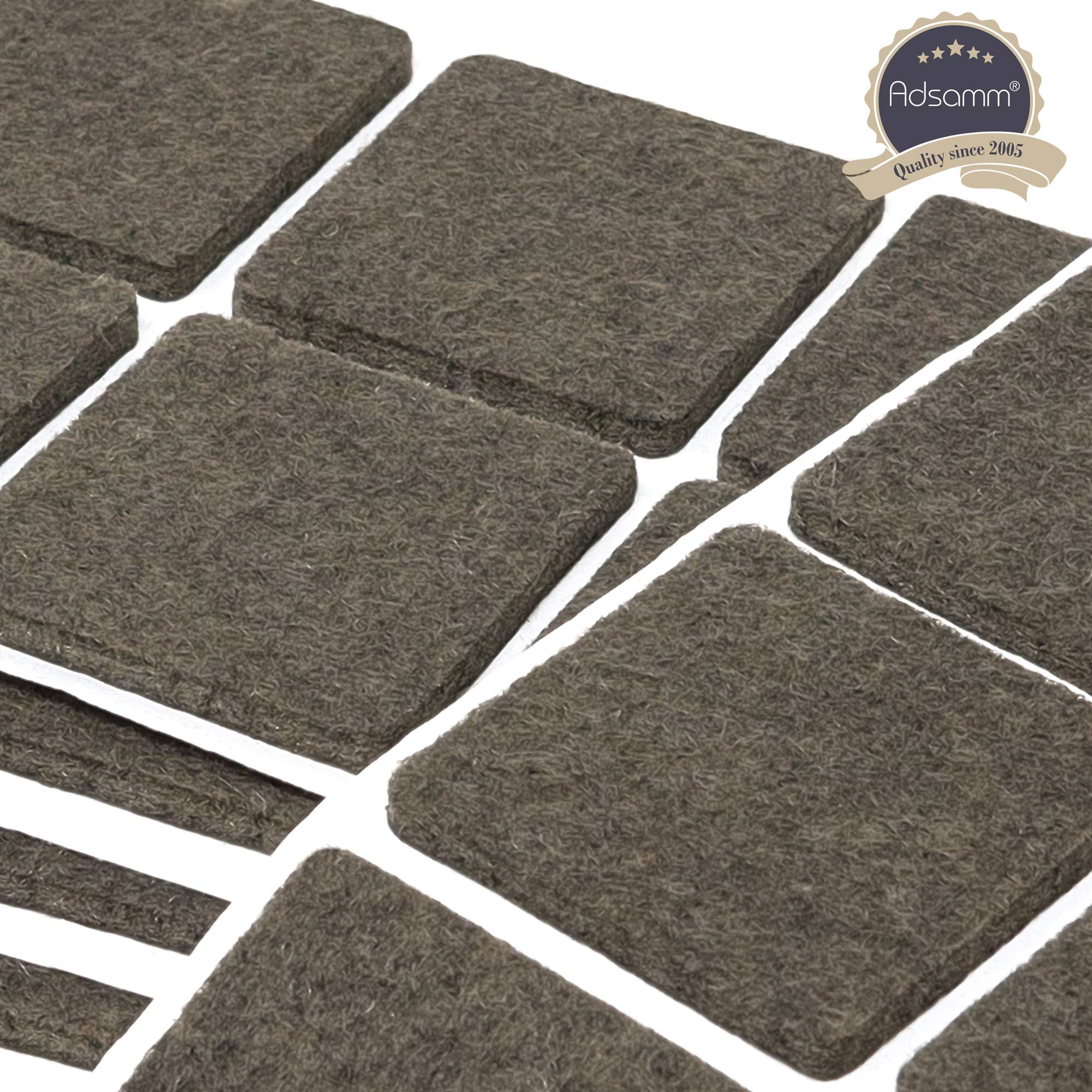 Adsamm 12 x self-Adhesive Felt Pads Brown 1 38x1 38 35x35 mm Square 0 138 3 5 mm — view 3