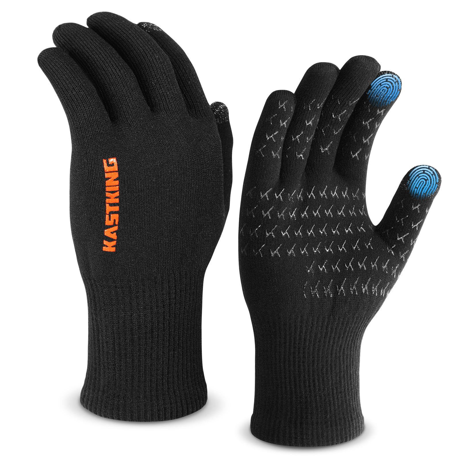 KastKing HydroFlex Waterproof Fishing Gloves, Touchscreen Compatible, Non-Slip Palm, 4-Way Stretch, Extended Cuff for Winter & Ice Fishing, Kayak, Boating, Unisex