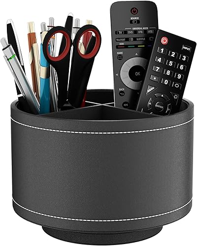 Thipoten Soporte para control remoto, organizador de cuero sintético de 360, organizador multifuncional para controles remotos, suministros de
