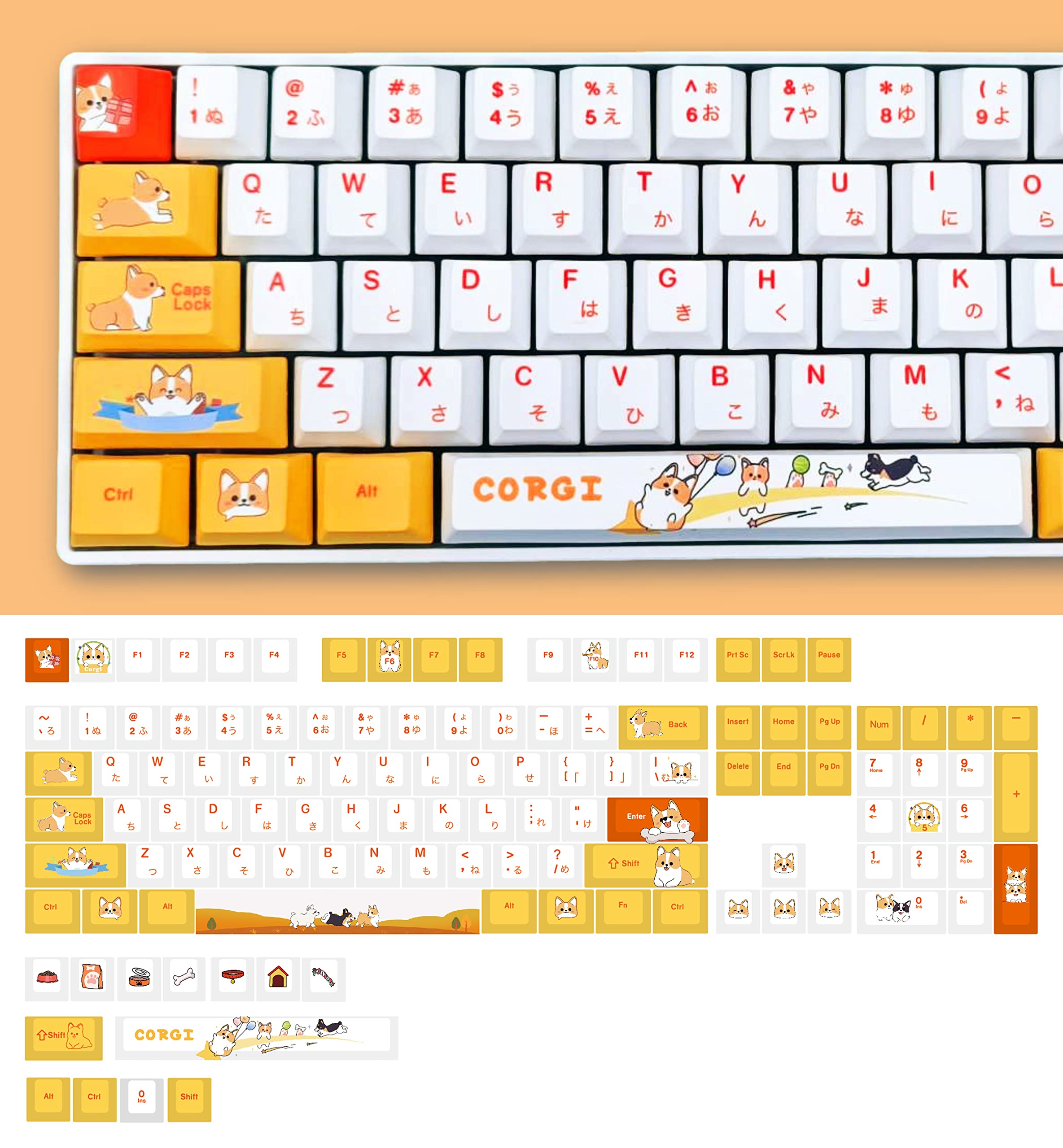 Amazon.co.jp: POPKEEY コーギー 犬 日本語キーキャップ Cherry