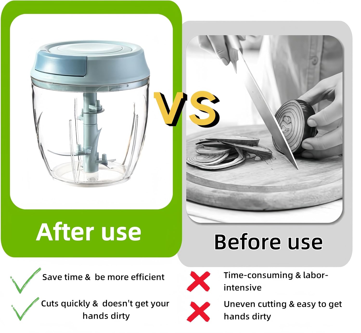 Manual Food Processor, Garlic Mincer Hand Cutter, Vegetable Chopper for Kitchen Gadgets, Hand Pull String onion chopper for Veggies, Ginger, Fruits, Nuts, Herbs, etc, 1000ML (blue)