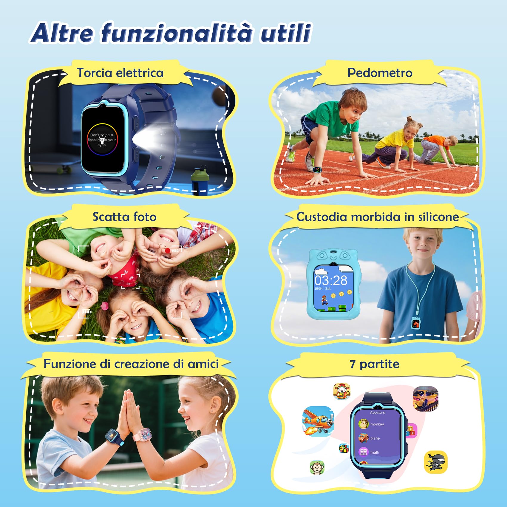 4G Smartwatch Bambini, 1.75" Orologio Smartwatch Bambini con Videochiamate, Orologio Intelligente Ragazzo con GPS, Chiamate, Chat Vocale, SOS, Fotocamera, Calcolatrice, Smart Watch Ragazzo e Ragazza