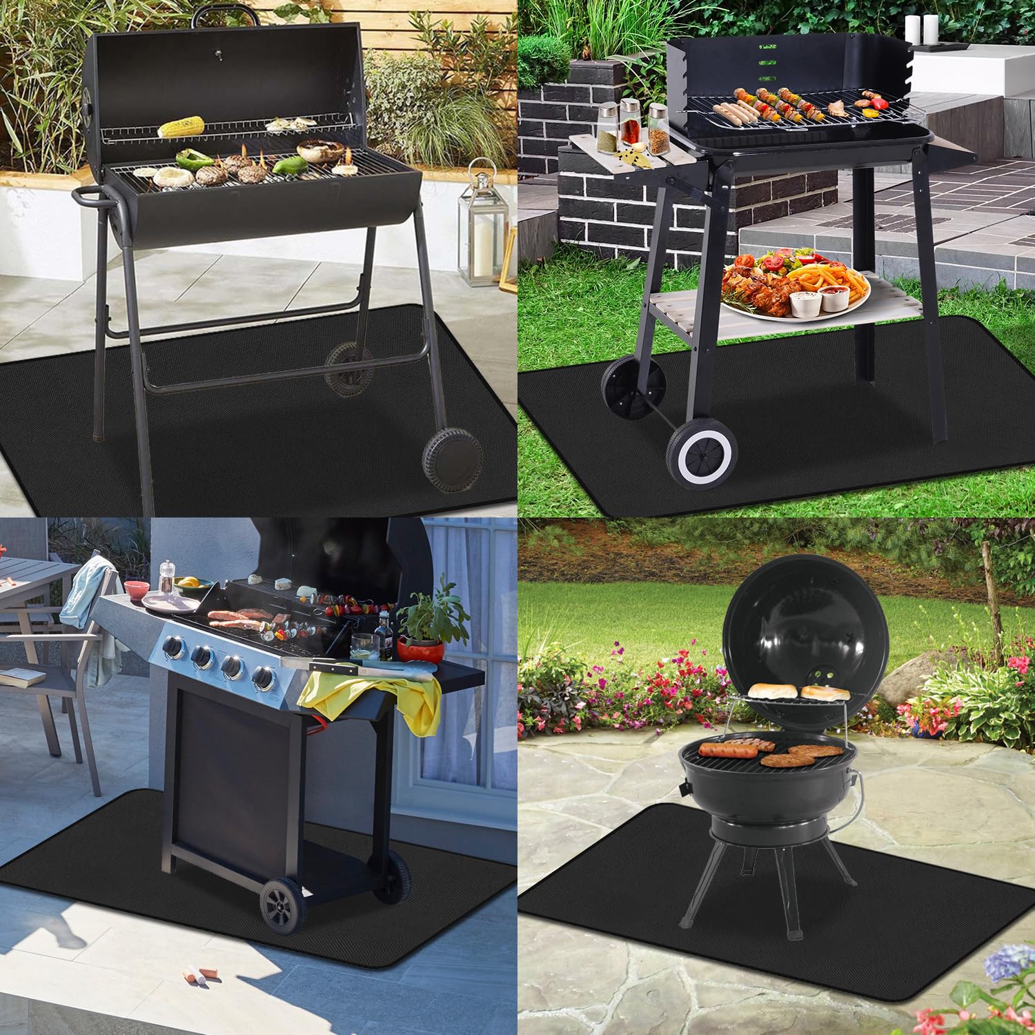 Tapis de Protection Tapis Barbecue Sol D'extérieur Tapis de Gril Anti Feu BBQ Tapis Réutilisable Facile à Nettoyer Étanche Tapis de Foyer pour Pelouse Patio
