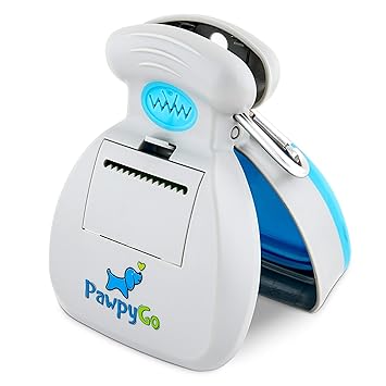 Pooper Scooper PawpyGo Portable (Medium), Dog Poop Scooper, 64 Biodegradable Waste Bags and Dog Leash Clip Included, Sanitary Pet Waste Pick Up, Heavy Duty Dog Waste Cleaner with Bag Dispenser