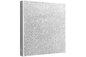 Sparkling 1 Inch 3 Ring Binder for 300 Sheets, Waterproof with 2 Pockets in Silver