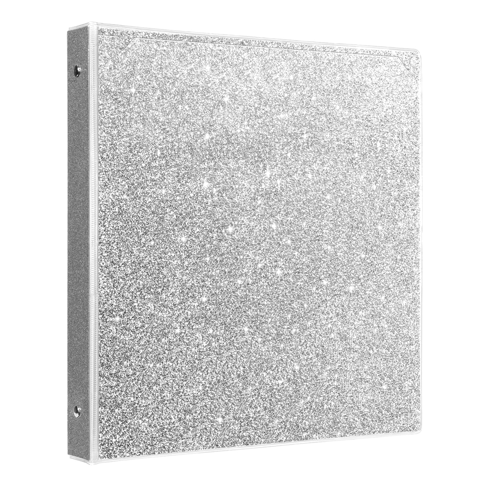 EYROZILL 1" Binder 3 Rings, Glitter Binder Holds 300 Sheets, Waterproof, 2 Pockets, Silver โ image 1