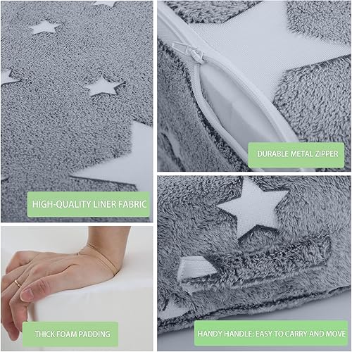 Miniatura 55 de MeMoreCool Sofá infantil para sala de juegos, sofá modular de 10 piezas, sofá convertible de pana, juego de construcción de fuerte de espuma para