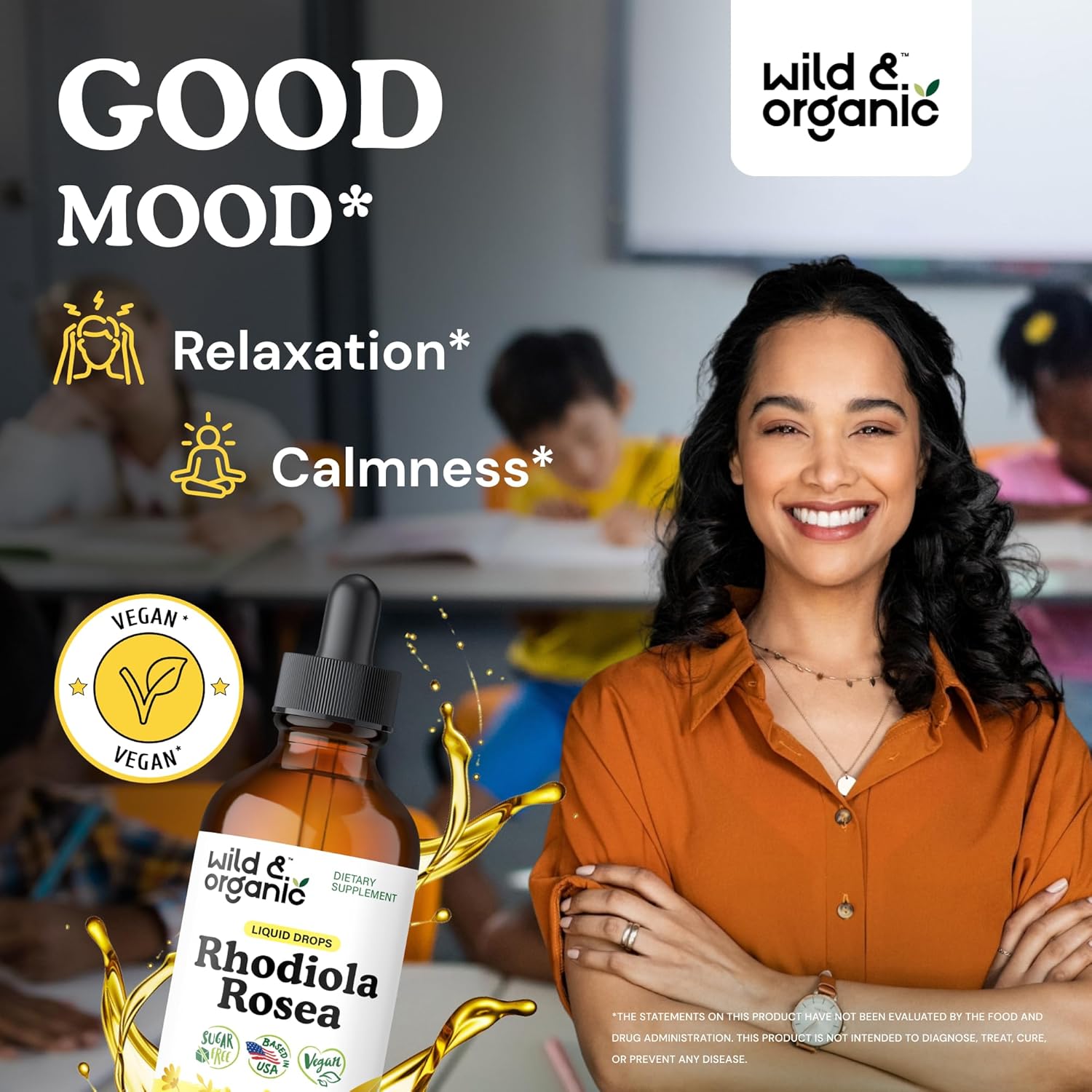 Wild & Organic Rhodiola Rosea Tincture - Rhodiola Rosea Supplement for Mood Support - Relaxing Root Extract Liquid Drops - Vegan, Sugar & Alcohol-Free - 4 fl oz - Image 2