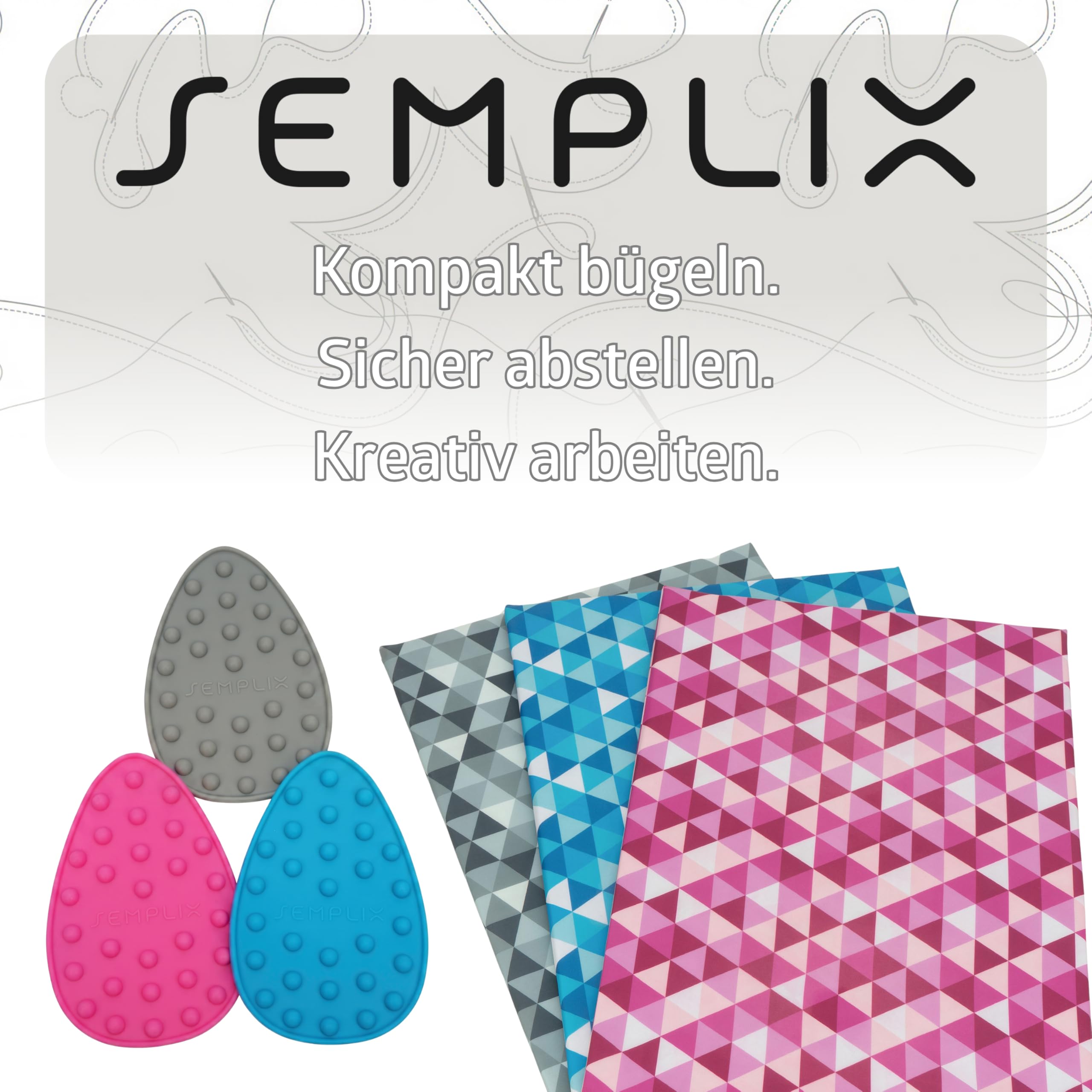 SEMPLIX Bügel Set – Bügelunterlage mit rutschhemmender Rückseite 30 x 40 cm/Mini Bügeleisenablage 10,5 x 15,5 cm/Minibügeleisen von Prym (Petrol/türkis)