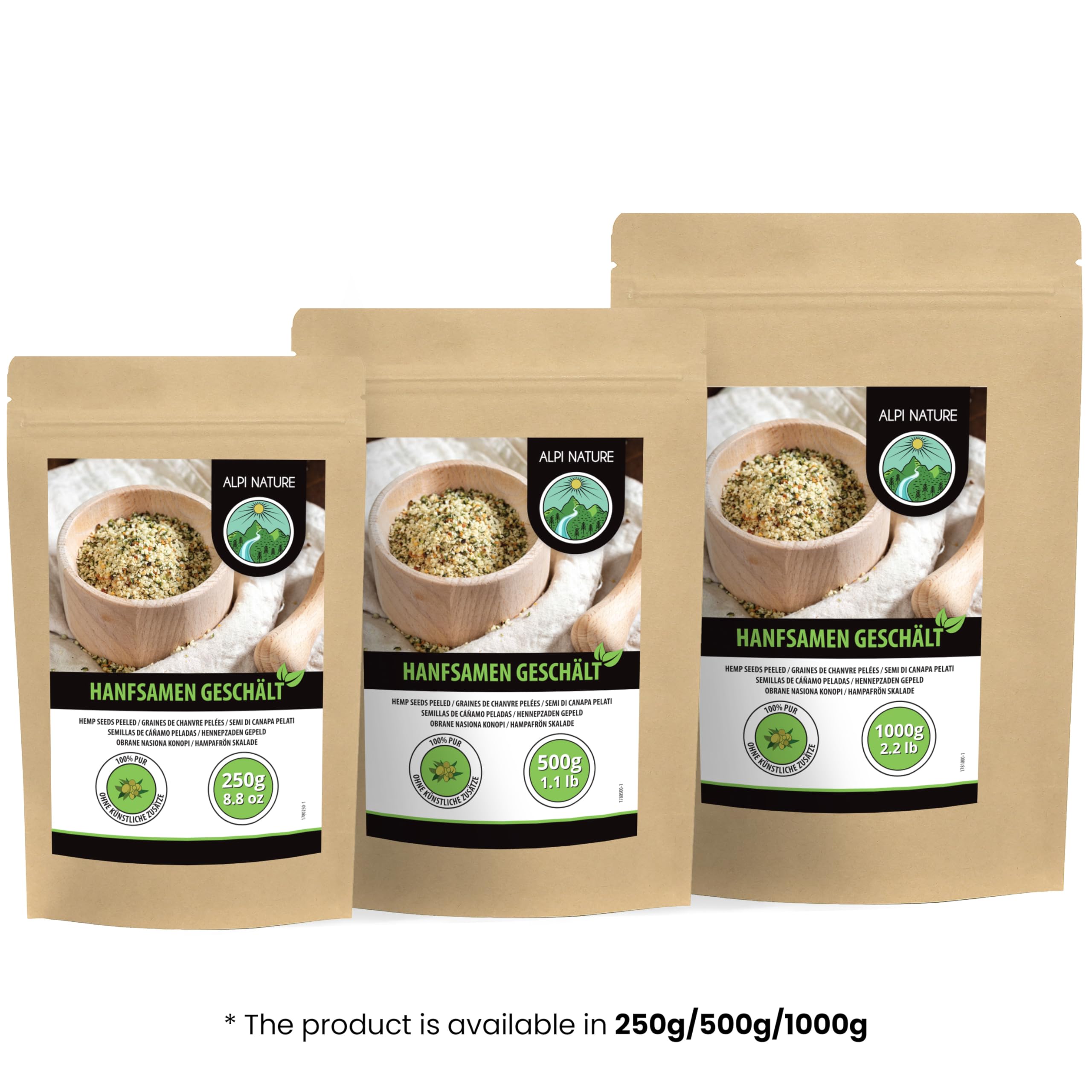 Alpi Nature Łuskane Nasiona Konopi 500g, Łuskane Nasiona Konopi, Całe Łuskane Ziarna Konopi