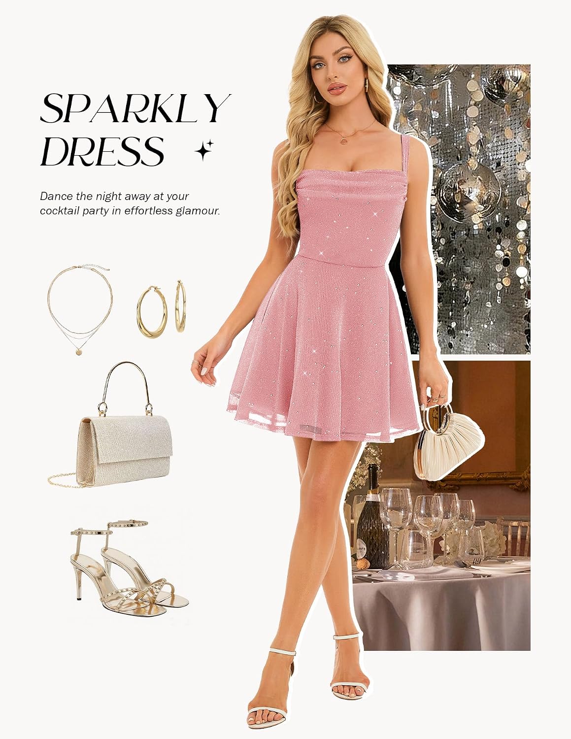 BeryLove Women's Sparkly Prom Dresses Sleeveless Cocktail Sequin Mini Homecoming Formal Dress