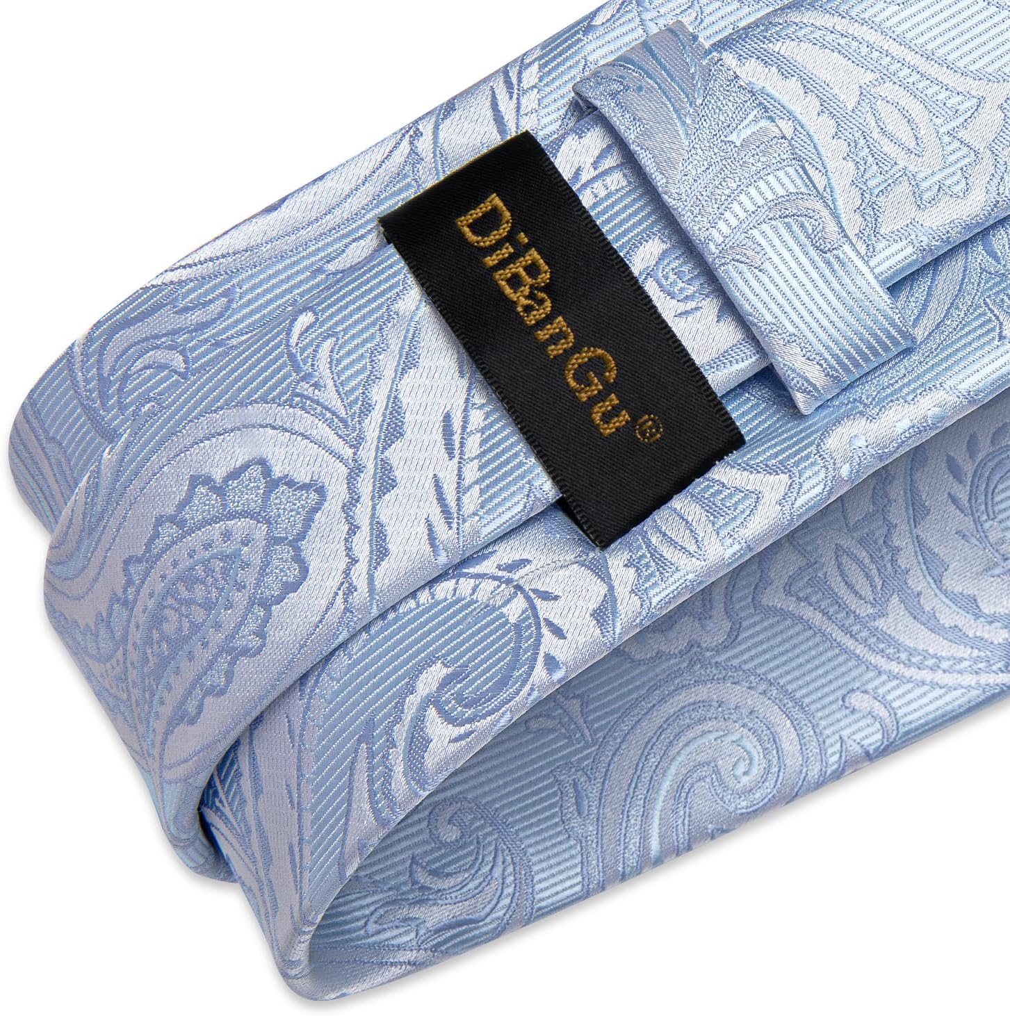 DiBanGu Silk Floral Ties for Men Woven Paisley Necktie and Tie Clip Handkerchief Cufflinks Set for Party Wedding