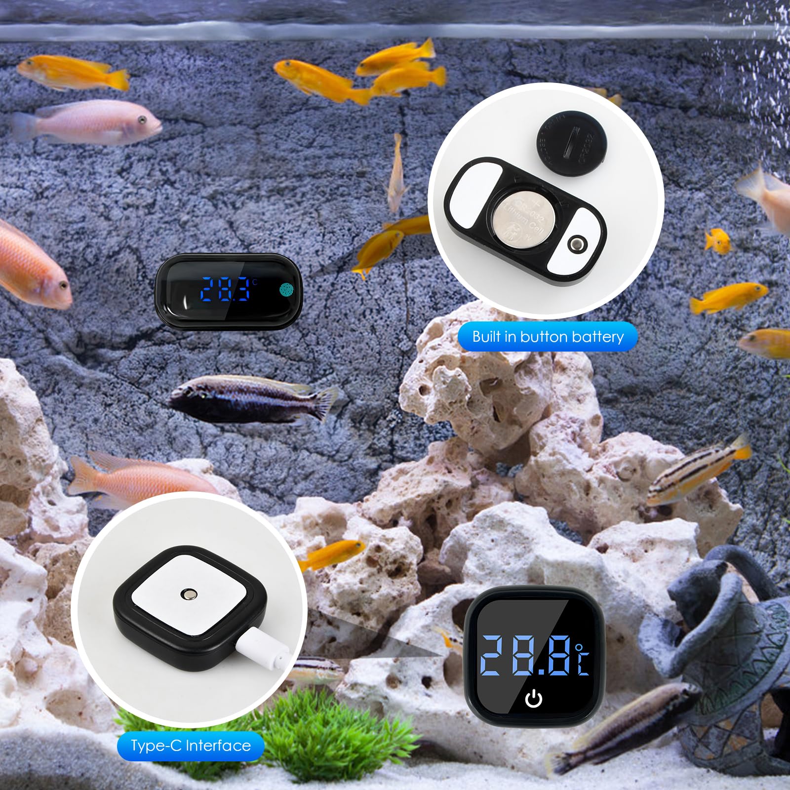 Termometro Digitale LED Per Acquario - Sensore Temperatura Ad Alta Precisione 0.1°C, Touch - Foto 9