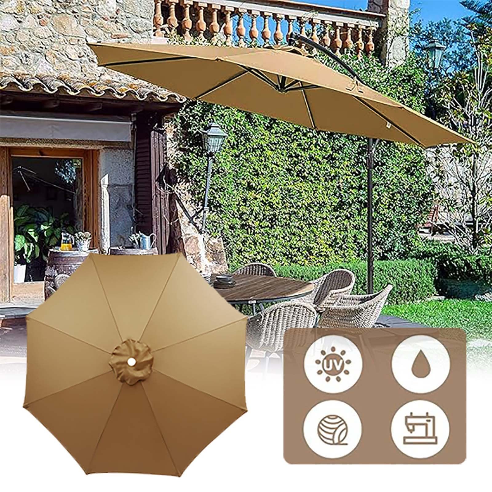 Copertura di ricambio per ombrelloni a 6/8 costole, resistente ai raggi UV, in tessuto per ombrellone da esterno per giardino e tavolo, facile da installare