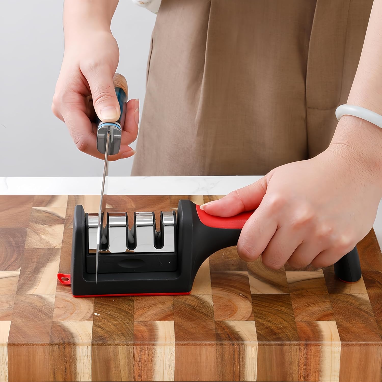 3-Stage Knife Sharpener Kitchen Accessories for Ceramic Steel Knives and Scissors Aiding in Repair Restoration and Polishing of