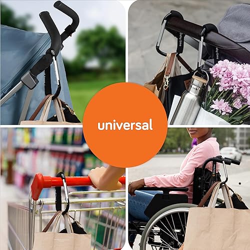 Miniatura 3 de Baby Uma Ganchos XL para cochecito de bebé para bolsas colgantes y compras (paquete de 2) - Clips y ganchos universales para cochecito - Accesorios