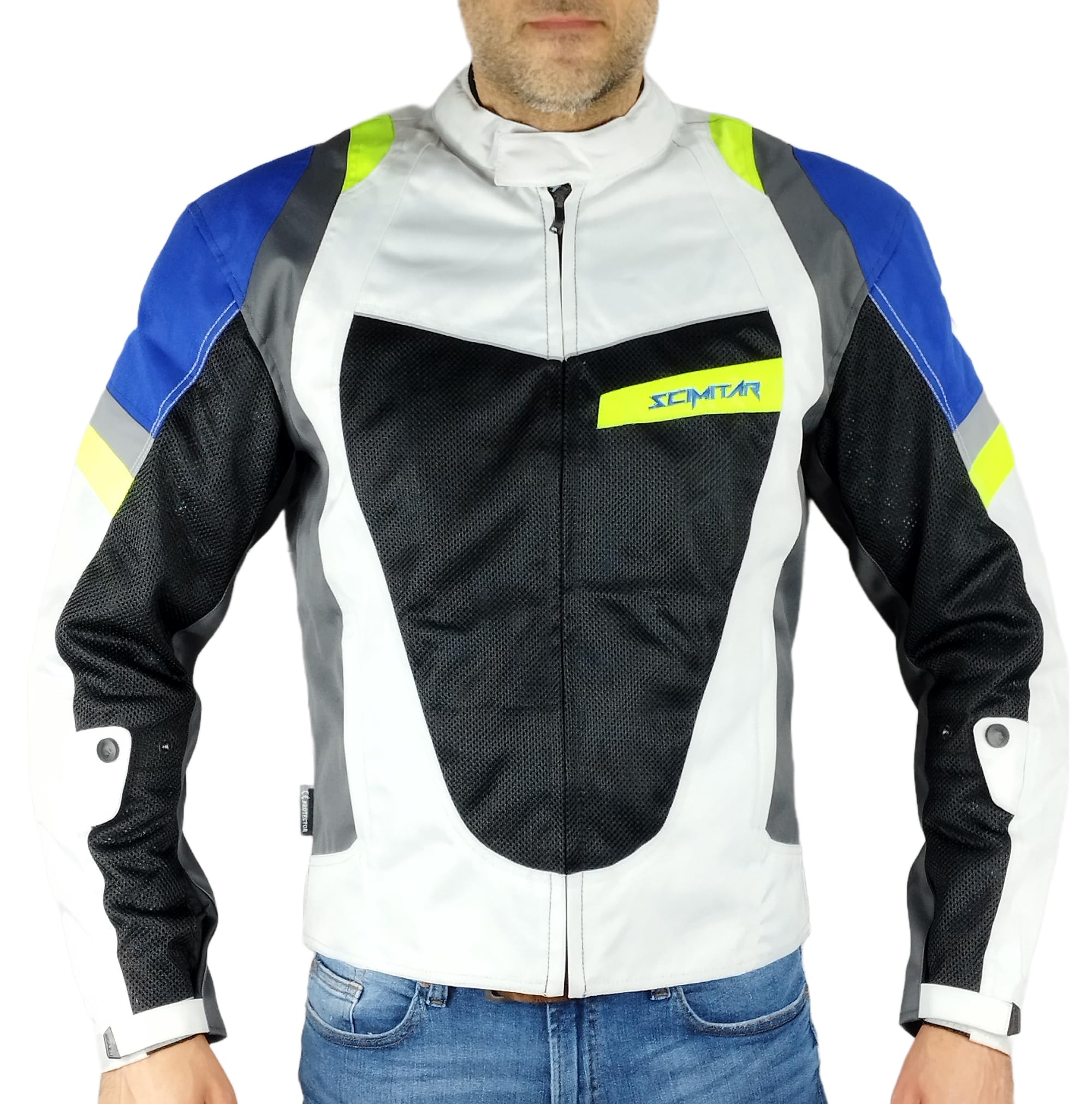 WinNet Giacca Giubbotto da Moto Estivo leggero Traforato traspirante Ventilato per l'Estate con Protezioni