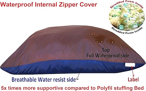 Miniatura 3 de Dogbed4less Cama de espuma viscoelástica para perros pequeños a medianos, forro impermeable y lavable a máquina, funda de mezclilla duradera para