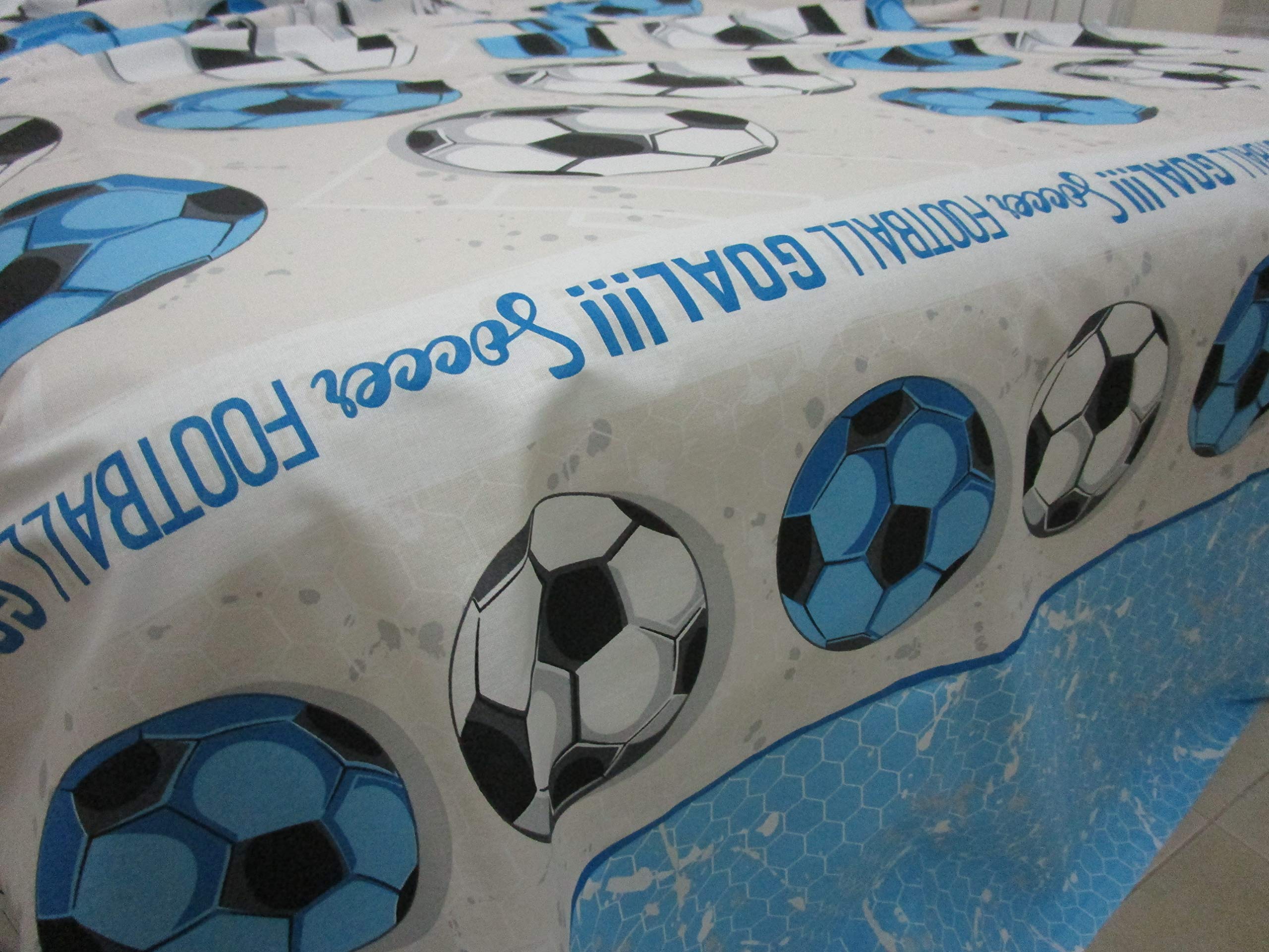 Pago Poco Completo Letto Singolo Fantasia SQUADRE Di CALCIO Colore BIANCO/CELESTE 100% Cotone In Fibra Naturale MADE IN ITALY ..Misure MAXI !!!