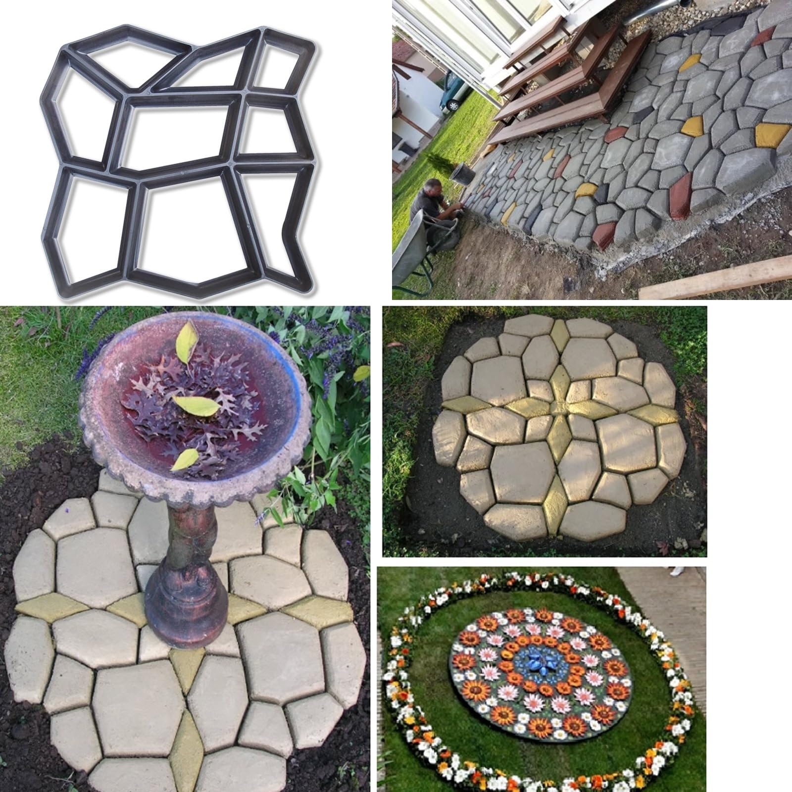 Moule Pas Japonais Exterieur Jardin, Moules à Béton en Plastique, Moule de Trottoir, Dalle de Béton Carrée à Faire Soi-même, 36/43/50cm en Option