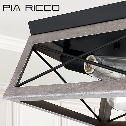Miniatura 7 de Pia Ricco Lámpara de techo de montaje empotrado, lámpara de techo industrial al aire libre para porche delantero, estilo rústico de granja, luz