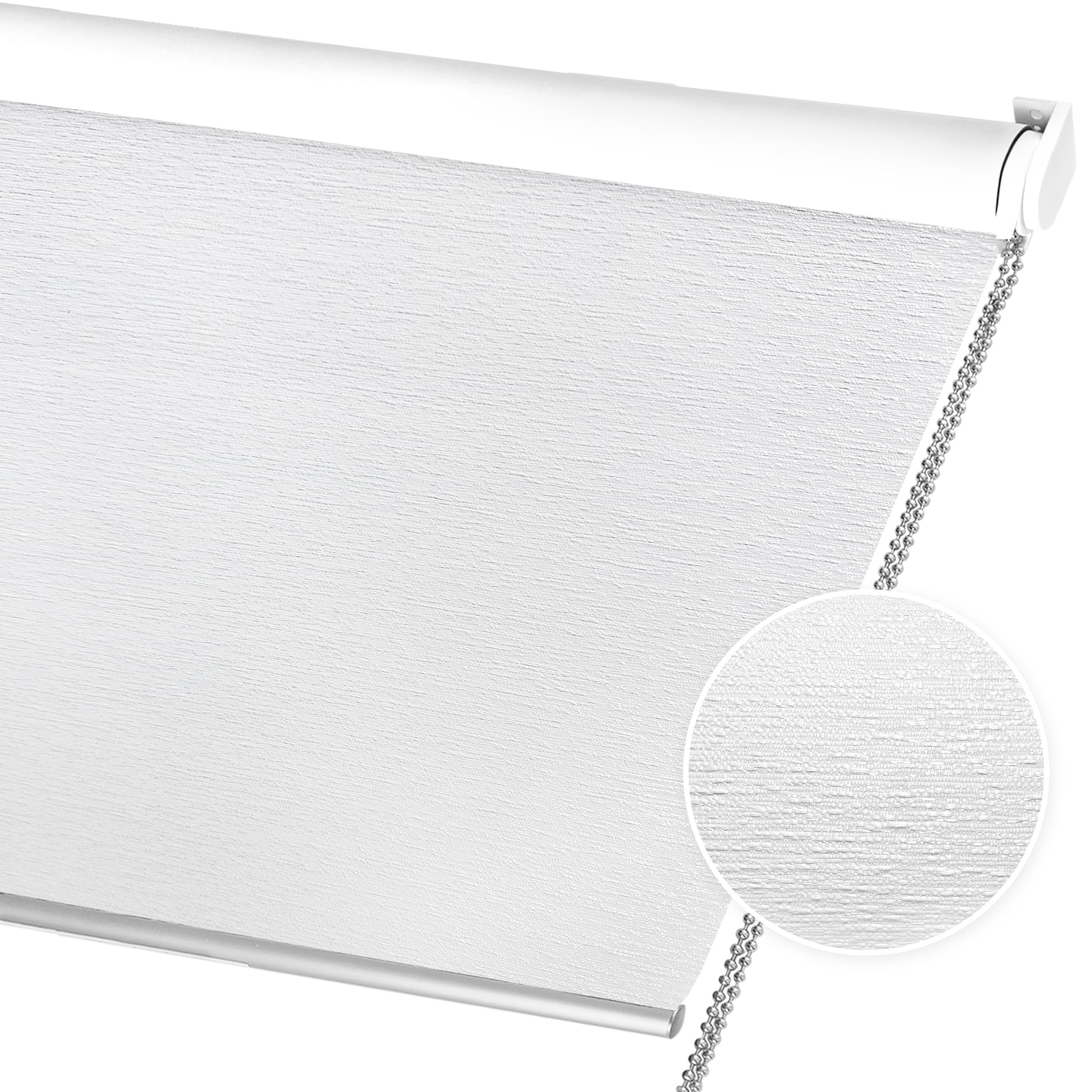 ALLBRIGHT Roller Shades for Windows, 100% Blackout Window Roller Blinds, UV Protection Fabric, Shades with Striped Jacquard, Roller Blind for Office and Home, Easy to Install, White, 28" W x 72" H