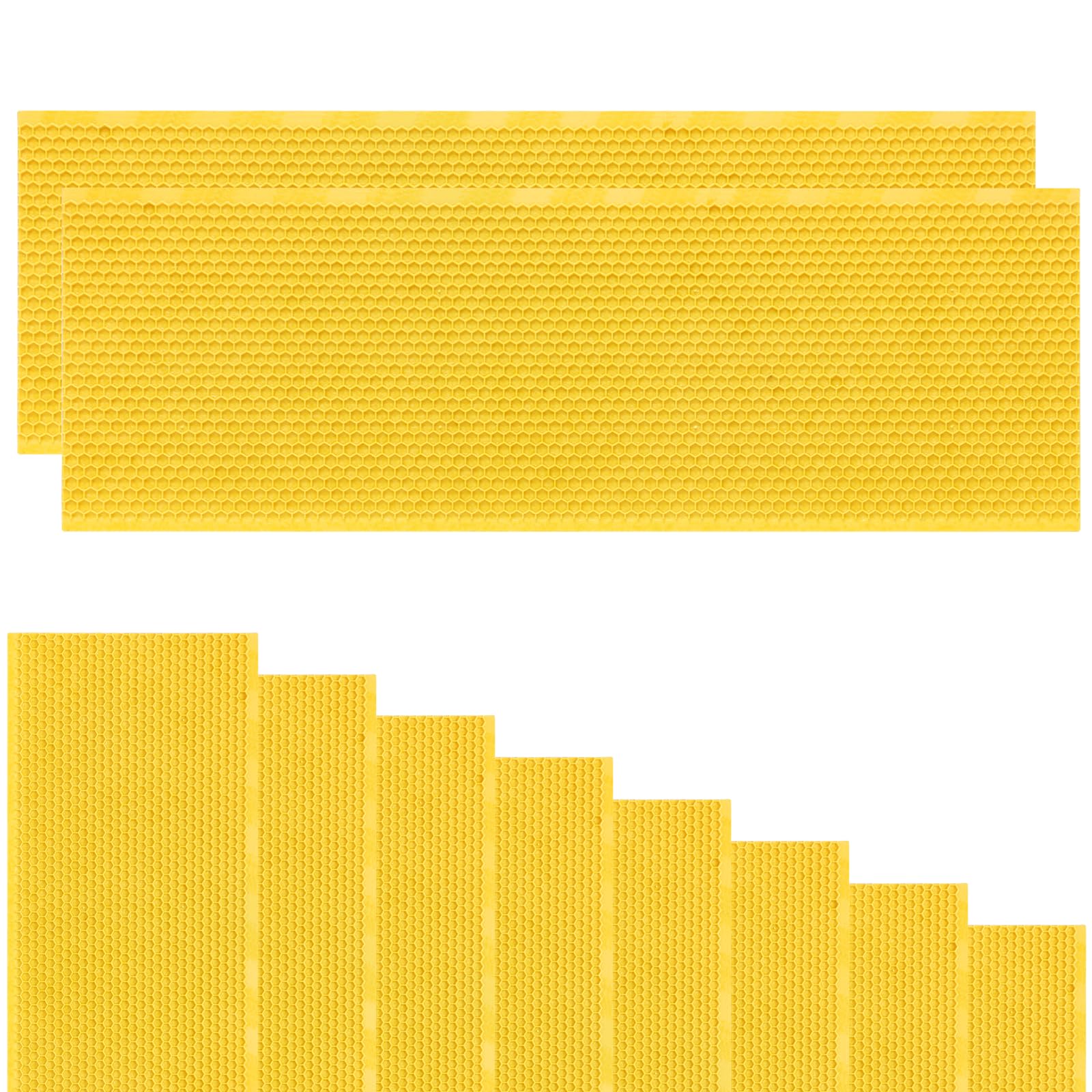 Photo 1 of 10PCS Food-Grade Plastic Bee Frame Medium Foundation Sheets, Natural Beeswax Coated Bee Hive Foundation for Medium Super Frames (Yellow)