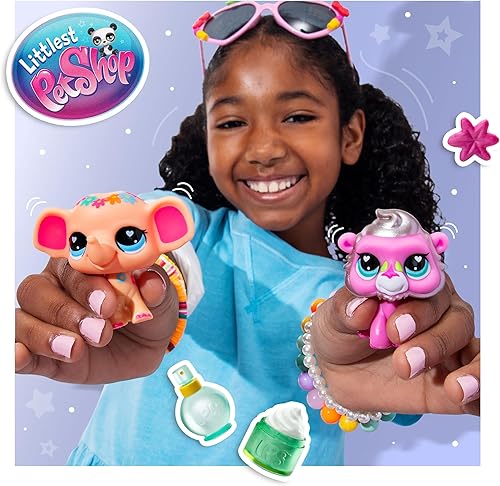 Miniatura 3 de Littlest Pet Shop - Paquete de 4 pares de mascotas - Serie 4 - Figura de juguete auténtica de cabeza Bobble LPS de 7 generación, animal de juguete