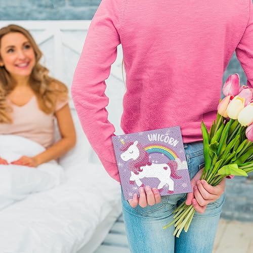 Miniatura 8 de NiArt Paquete de 5 kits de pintura de diamantes 5D para niños principiantes, arte de gemas de diamantes de animales por números, artes y